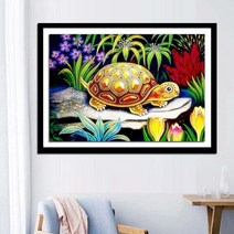 Zhangzhou Guoxing복들어오는 황금 거북이 보석십자수 DIY 재물을 불려주고 장수하는 비즈 큐빅 자수놓기 구슬 페인팅, 70x50cm, 1개