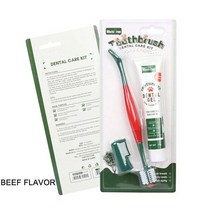강아지손가락칫솔 강아지치석제거기 강아지스케일링 애완 동물 치약 키트 개 칫솔 시리즈 고양이 손가락 손, 01 Beef Flavor