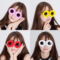 4색 웃긴안경 파티안경 해바라기 안경 스몰웨딩 드레스코드 컨셉촬영 바캉스룩 연말행사 특별한날, 옐로우