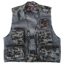 낚시 사진 조끼 여름 멀티 포켓 메쉬 자켓 방수 빠른 건조 분리형 야외 구명, Gray Camouflage, M