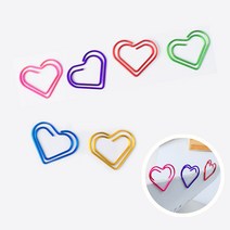 씨앤초이스 하트 컬러 클립 페이퍼 집게 문구 사무용품 인테리어 장식핀 데코용 소품, 30개입, 1개