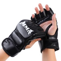 오픈핑거글러브 ufc mma 글러브 두꺼운 권투 장갑 장갑 반 손가락 산다 태권도 싸움 샌드백 장갑 전문 훈련 장비 성인 장갑, 검은색