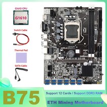 컴퓨터 메인보드 마더보드 HOT-B75 ETH 마이닝 마더 보드 12XUSB G530 CPU SATA 케이블 스위치 열 패드 B75 USB BTC
