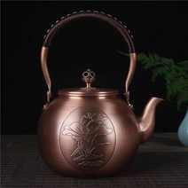 내열 게르마늄주전자 골동품 순수 구리 찻주전자 건강 끓는 물 주전자 수제 조각 냄비 레드 차 세트, 8.style2