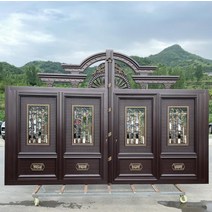 전원 단독 주택 대문 현관문 빌라 안뜰 문 이중 문 알루미늄 합금 벽 문 마당 입구 문 알, 8. 스타일 8