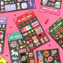 세컨드맨션 쥬시베어 리무버 스티커_레트로 예쁜스티커 스티커세, 타입:03.Kitsch키치
