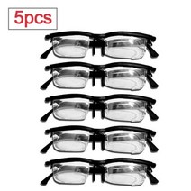 조절 가능한 다이얼 안경 가변 초점 컴퓨터용 독서용 거리 시야 남녀공용 블랙 프레임, 5pcs