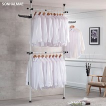 손할매 튼튼한 고정식 철제 벽 2단 행거 드레스룸 옷걸이 천장 원룸 행가, 0. 베이직 행거 1단