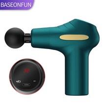 마사지 건 근육 릴렉스 baseonfun lcd 디스플레이 percussion massager for neck body deep tissue 이완 통증 완화 피트니스, 협력사, 블루 LCD 디스플레이, C형 충전, 1개