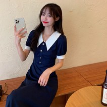 2022 여름 원피스 새로운 프랑스 복고풍 기질 헵번 -스타일 작은 검은 치마 얇은 허리 v형 카라 원피스