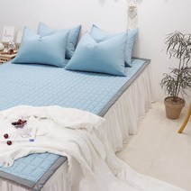 이즈베딩 퓨어 고밀도 마이크로 모달 알러지케어 미끄럼방지 고정밴드 사계절 침대패드 (SS/Q), 블루