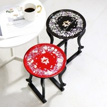 박씨상방 [박씨상방] 나전칠기 나비정원 원형 긴 개다리소반, 검정