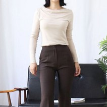 마시맬로 입술라인 오프숄더 무지 긴팔 텐셀 티셔츠