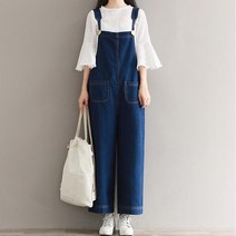 아이엠몽 청 데님 와이드핏 멜빵바지 점프슈트 딜런