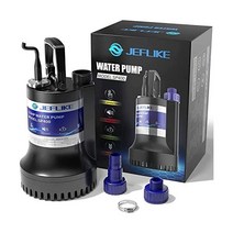 JEFLIKE 1/3HP 섬프 펌프 수중 워터 2450GPH 수영장 배수용 휴대용 유틸리티 정원 지하 홍수 배수 서브 범용 호스 어댑터 포함(1/3 HP 펌프), 1/3 HP Submersible Pump