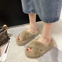 포브 여성 겨울 통굽 키높이 털슬리퍼 털신 허니걸