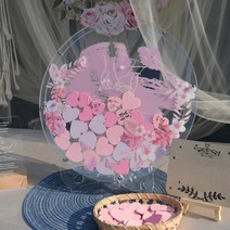 방명록 돌잔치 스몰웨딩 축하 행사장 하트 방명록, 55cm 라운드 하트 200