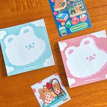 기타 바보사랑[데일리밍디] 100매 젤곰이 솜사탕 구름 떡메모지 캐릭터떡메모지, 반반(블루50핑크50), 반반(블루50핑크50)