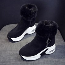 방한부츠 겨울 여성용 앵클 따뜻한 플러시 신발 여성용 웨지 하이힐 여성용 스노우 부츠