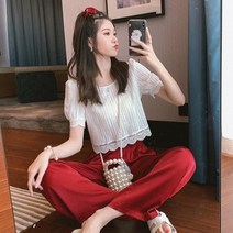 제이블리 버건디 레드 아이스 실크 새틴 팬츠