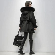 폭스퍼 롱패딩 경량 야상 대형 천연 여우 모피 후드 겨울 자켓 여성 90 흰색 오리 두꺼운 파카 따뜻한 새시 넥타이 스노우 코트