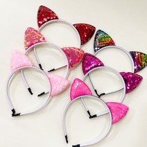 [핫딜/1+1 9900] 고양이 귀 스팽글 파티 머리띠(6color), 레드, 레드