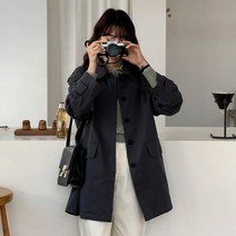 여성 봄봄 메베스 카라 히든 버튼 하프 자켓