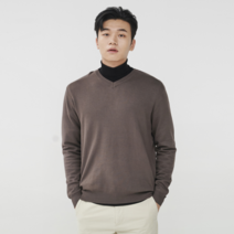 By파크랜드 엔디프 브라운 소프트 카라멜 브이넥 스웨터.GWV21434