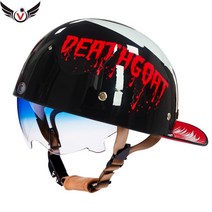 안전모 고글 헬멧 V레트로 하프 스쿠터 헬멧 야구 모자 안전모 오토바이 할리 빈티지 전기 사이클링 클래, 05 Built-in lens_02 L