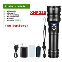 슈퍼 브라이트 LED 플래시 라이트 XHP220 18650 충전식 토치 Usb 줌이 가능한 Cree XHP70 강력한 플래시, 옵션 번호 (02) - Set B_XHP220