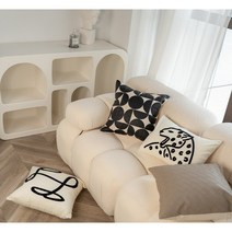 모던 아트 포인트쿠션 미니멀리스트 럭셔리 블랙앤화이트 패브릭 코디, 블랙베리 4545cm, 베개 케이스 + 베개 코어