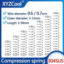 토션스프링 10PCS 스테인레스 스틸 압축 스프링 304 SUS 와이어 직경 06mm Y 형 로터 리턴, 05 25mm_02 0.7mm_06 8mm