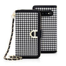 갤럭시 S10e S10+ S10 5G S20 S21 S22 플러스 울트라 S901 S906 S908 모건 하운드 체크 지퍼 다이어리 체인 스트랩