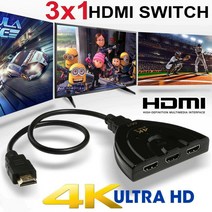 모니터 분배기 셀렉터 3 in1 out HDMI 스위치 허브 TV 스위처 어댑터 포트 3x1 자동 선택기 HD 4K HDCP for DVD HDTV Xbox, 4730