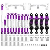 원격 조종 RC 너트 잠금 장치가있는 금속 조향 링크 타이로드 마운트 충격 흡수 장치 키트 1/12 MN D90 D91 MN40 MN45 MN99 MN99s 1/16 WPL C14, [09] WPL Purple silver