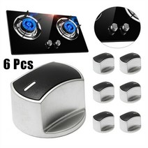 가스렌지손잡이 가스레인지 노브 점화 손잡이 6pcs 8mm 금속 실버 밥솥 손잡이 오븐, 없음