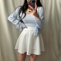 [세트가격/여름까지] 여리핏 물결 라운드 크롭 스판 나시 가디건 세트 여자 숏가디건 여성 데일리 민소매 오버핏 슬림핏 투피스 웨이브