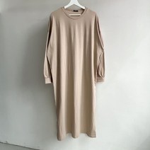 퍼니걸스 6082 데일리 박시핏 라운드 무지 롱 원피스 여성의류