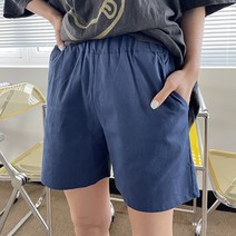 잘빠진 여성용 린넨 스판 밴딩 3부 반바지