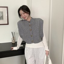 제이스타일리 간절기 꽈배기 망토 조끼 판초 베스트제이스타일리