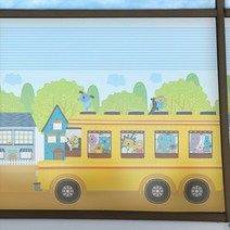 무점착투명시트_옐로우스쿨버스 타고_A01_W90xH90cm, 단품