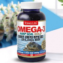 통라이프 오메가3 하프씰 골드 EPA DHA 순수 하프물범유100% 300캡슐 캐나다직수입완제품 신공전 신제품 하루섭취량 15회정제 콜레스테롤 혈행 기억력 혈중중성지질개선 도움 영양제 중장년층 노년층 어린이 남녀 중금속테스트완료, 1통