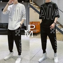 제이피엠 남자 여름 9부 트레이닝복세트 루즈핏 배기팬츠 반팔 상하의세트 운동복 TS04