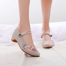 여성 꽃신 자수 한복신발 구두 생활한복 신발 결혼식 웨지힐 전통 폐백 여자