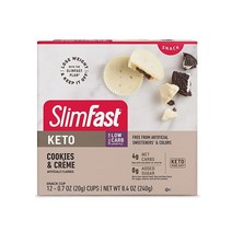 SlimFast 케토 팻밤 스낵 컵 땅콩 버터 초콜릿 식 설탕 0g 첨가 저탄수화물 14개 박스, Cookies & Cream Cup선택 용량이 사진보다