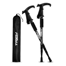 TREX 두랄루민 경량 4단 등산스틱 2P, T자형_블랙 2P