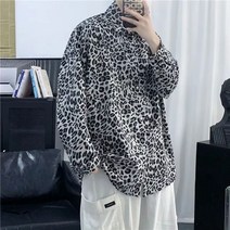 오버핏 레오파드 호피 남자 여자 긴팔 셔츠 봄가을
