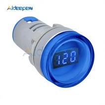 전압계 LED 디지털 디스플레이 22mm AC 60-500V 표시기 신호 램프 볼트 라이트 테스터 레드 오렌지 그린, 03 Blue