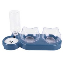 다온 고양이 및 개용 높이 조절 그릇 내구성 있는 이중 개 급식 음주 용품, Navy blue, 05 Navy blue