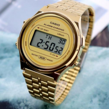 카시오 7년 배터리 LED 라이트 공용 프리버클 빈티지 시계 171 골드